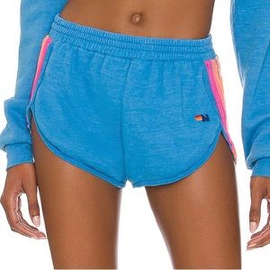 5 Stripe Sweatshort in Ocean, Neon Pink, & Yellow